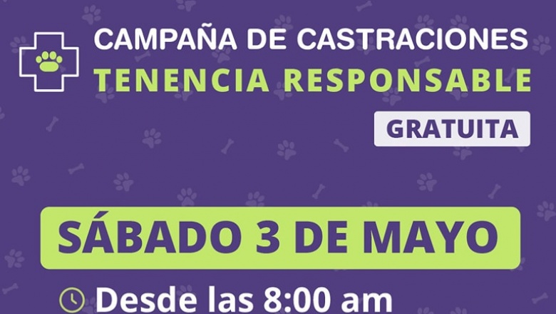 Nueva jornada de castraciones gratuitas este sábado 3 de mayo en el CRIM