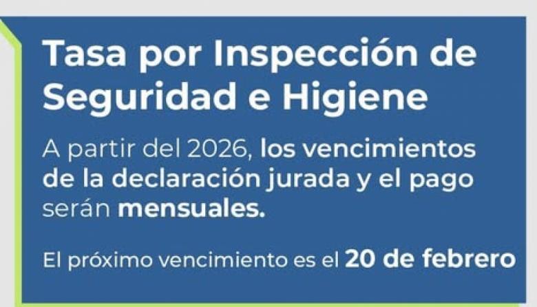 La Tasa de Seguridad e Higiene tendrá vencimientos mensuales desde 2026