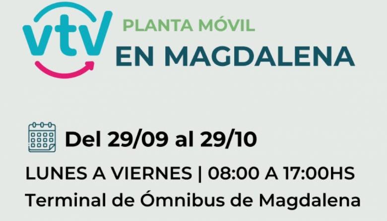 La Planta Móvil de VTV atenderá en Magdalena hasta el 29 de octubre