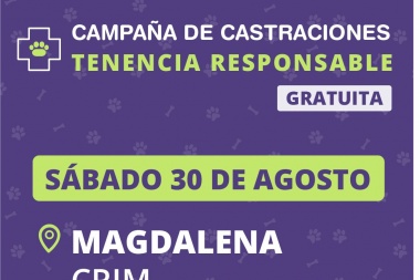 Magdalena realizará una nueva jornada de castraciones masivas este sábado